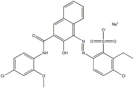 3-Chloro-2-ethyl-6-[[3-[[(4-chloro-2-methoxyphenyl)amino]carbonyl]-2-hydroxy-1-naphtyl]azo]benzenesulfonic acid sodium salt Struktur