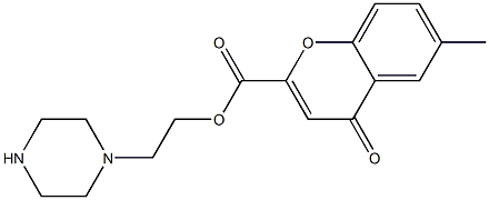 6-Methyl-4-oxo-4H-1-benzopyran-2-carboxylic acid [2-(piperazin-1-yl)ethyl] ester Struktur