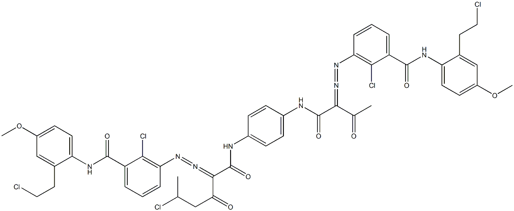 3,3'-[2-(1-Chloroethyl)-1,4-phenylenebis[iminocarbonyl(acetylmethylene)azo]]bis[N-[2-(2-chloroethyl)-4-methoxyphenyl]-2-chlorobenzamide] Struktur