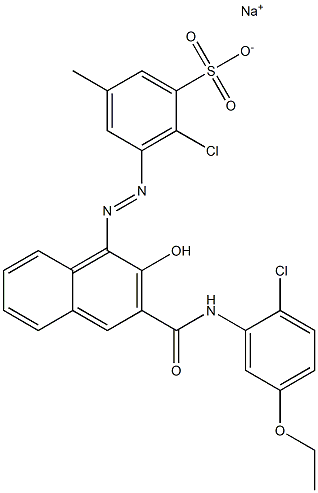 2-Chloro-5-methyl-3-[[3-[[(2-chloro-5-ethoxyphenyl)amino]carbonyl]-2-hydroxy-1-naphtyl]azo]benzenesulfonic acid sodium salt Struktur