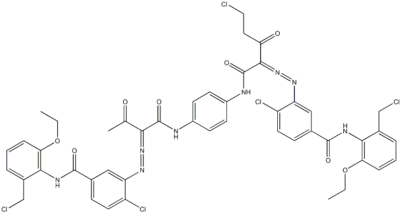 3,3'-[2-(Chloromethyl)-1,4-phenylenebis[iminocarbonyl(acetylmethylene)azo]]bis[N-[2-(chloromethyl)-6-ethoxyphenyl]-4-chlorobenzamide] Struktur