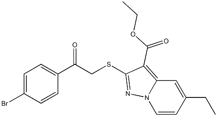 2-[[(4-Bromophenylcarbonyl)methyl]thio]-5-ethylpyrazolo[1,5-a]pyridine-3-carboxylic acid ethyl ester Struktur