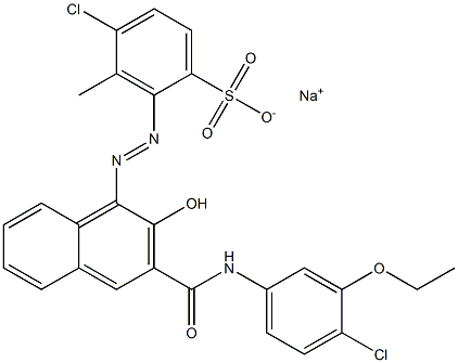 4-Chloro-3-methyl-2-[[3-[[(4-chloro-3-ethoxyphenyl)amino]carbonyl]-2-hydroxy-1-naphtyl]azo]benzenesulfonic acid sodium salt Struktur