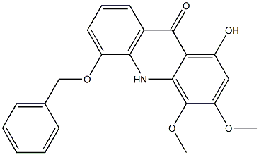 1-Hydroxy-3,4-dimethoxy-5-(benzyloxy)acridin-9(10H)-one Struktur