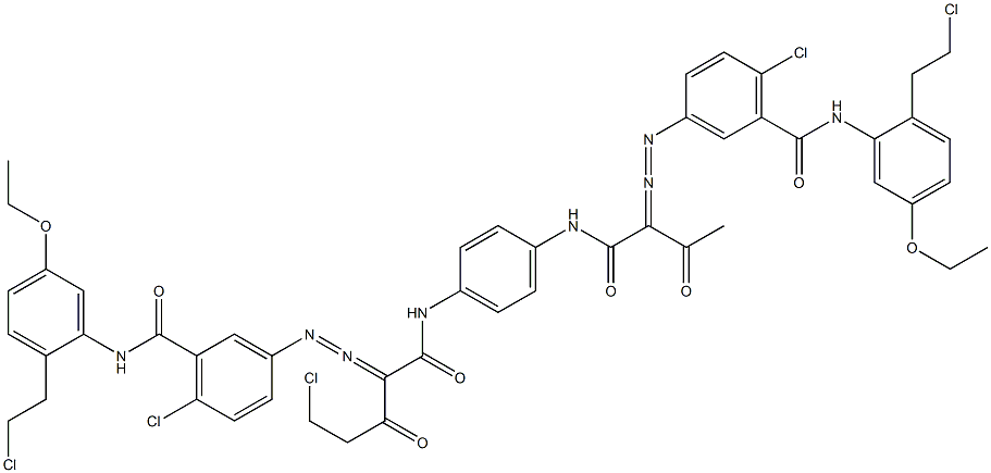 3,3'-[2-(Chloromethyl)-1,4-phenylenebis[iminocarbonyl(acetylmethylene)azo]]bis[N-[2-(2-chloroethyl)-5-ethoxyphenyl]-6-chlorobenzamide] Struktur