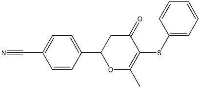 2-(p-Cyanophenyl)-6-methyl-5-phenylthio-2,3-dihydro-4H-pyran-4-one Struktur