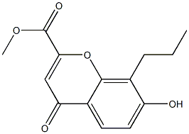 7-Hydroxy-8-propyl-4-oxo-4H-1-benzopyran-2-carboxylic acid methyl ester Struktur