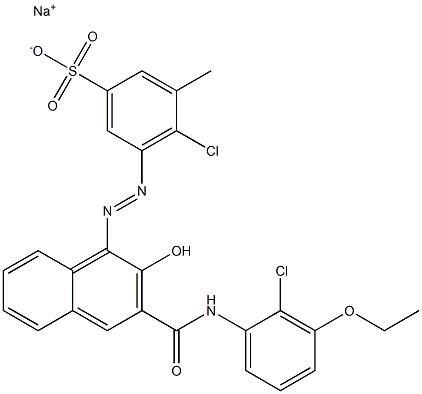 4-Chloro-3-methyl-5-[[3-[[(2-chloro-3-ethoxyphenyl)amino]carbonyl]-2-hydroxy-1-naphtyl]azo]benzenesulfonic acid sodium salt Struktur