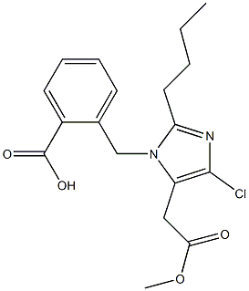 2-Butyl-4-chloro-1-[2-hydroxycarbonylbenzyl]-1H-imidazole-5-acetic acid methyl ester Struktur