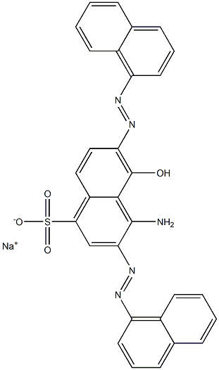 4-Amino-5-hydroxy-3,6-bis[(1-naphthalenyl)azo]naphthalene-1-sulfonic acid sodium salt Struktur