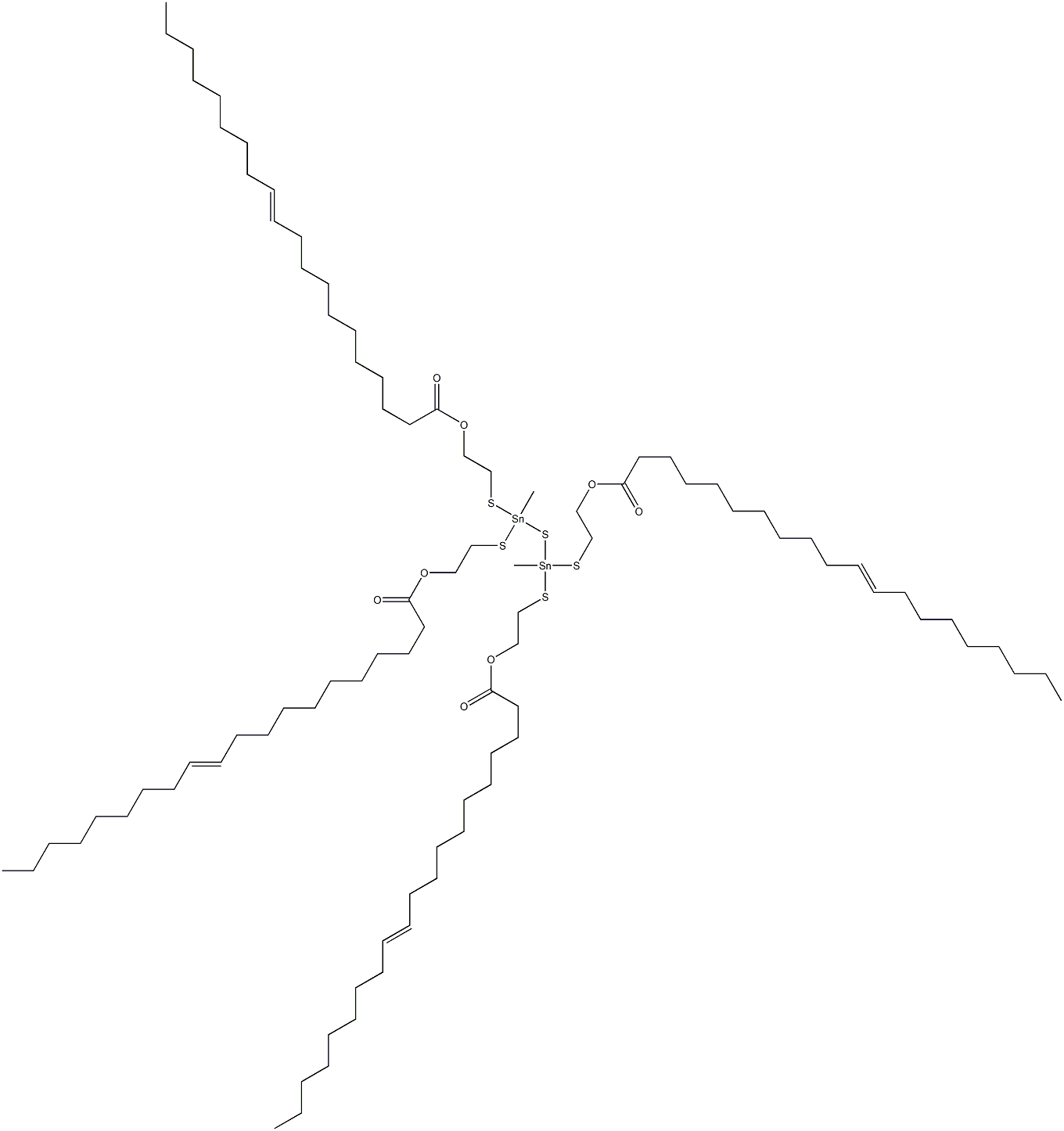 Bis[methylbis[[2-(10-nonadecenylcarbonyloxy)ethyl]thio]stannyl] sulfide Structure