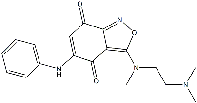 3-[N-(2-Dimethylaminoethyl)methylamino]-5-(phenylamino)-2,1-benzisoxazole-4,7-dione Struktur