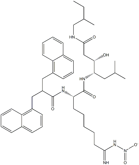 (3S,4S)-4-[(S)-2-[2,2-Bis(1-naphthalenylmethyl)-1-oxoethylamino]-7-[imino(nitroamino)methyl]heptanoylamino]-3-hydroxy-6-methyl-N-(2-methylbutyl)heptanamide Struktur