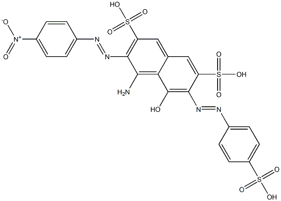 4-Amino-5-hydroxy-3-[(4-nitrophenyl)azo]-6-[(4-sulfophenyl)azo]-2,7-naphthalenedisulfonic acid Struktur