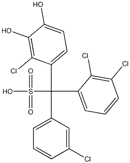 (3-Chlorophenyl)(2,3-dichlorophenyl)(2-chloro-3,4-dihydroxyphenyl)methanesulfonic acid Struktur