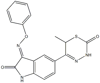 1,3-Dihydro-3-[phenoxyimino]-5-[(6-methyl-2-oxo-3,6-dihydro-2H-1,3,4-thiadiazin)-5-yl]-2H-indol-2-one Struktur