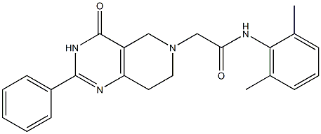 2-[(2-Phenyl-3,4,5,6,7,8-hexahydro-4-oxopyrido[4,3-d]pyrimidin)-6-yl]-2',6'-dimethylacetanilide Struktur