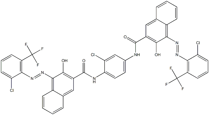 1,4-Bis[1-[[2-chloro-6-(trifluoromethyl)phenyl]azo]-2-hydroxy-3-naphthoylamino]-2-chlorobenzene Struktur