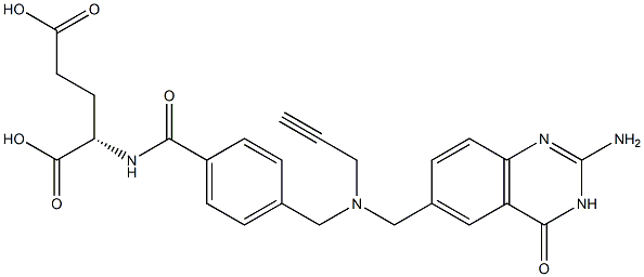 (S)-2-[4-[N-[(2-Amino-3,4-dihydro-4-oxoquinazolin)-6-ylmethyl]-N-(2-propynyl)aminomethyl]benzoylamino]glutaric acid Struktur