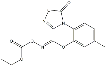 4-[(Ethoxycarbonyloxy)imino]-7-methyl-4H-[1,2,4]oxadiazolo[3,4-c][1,4]benzoxazin-1-one Struktur