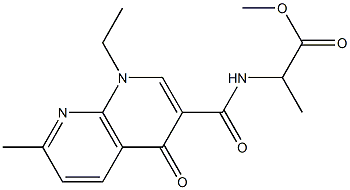 N-(1-Methoxycarbonylethyl)-1-ethyl-7-methyl-1,4-dihydro-4-oxo-1,8-naphthyridine-3-carboxamide Struktur