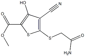 4-Cyano-3-hydroxy-5-[(2-amino-2-oxoethyl)thio]thiophene-2-carboxylic acid methyl ester Struktur