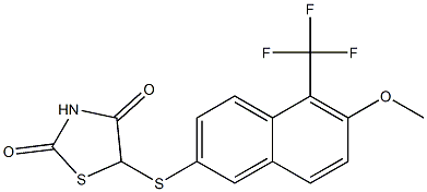 5-(5-Trifluoromethyl-6-methoxy-2-naphthalenylthio)thiazolidine-2,4-dione Struktur