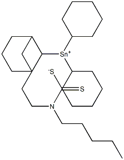 Dipentyldithiocarbamic acid tricyclohexyltin(IV) salt Struktur