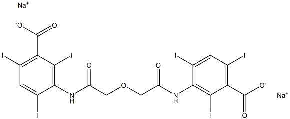 3,3'-[Oxydimethylenebis(carbonylimino)]bis(2,4,6-triiodobenzoic acid)disodium salt Struktur