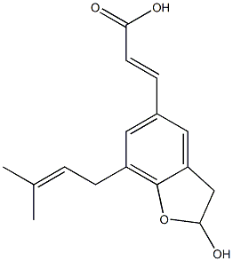 2-Hydroxy-7-(3-methyl-2-butenyl)-2,3-dihydro-5-benzofuranpropenoic acid Struktur