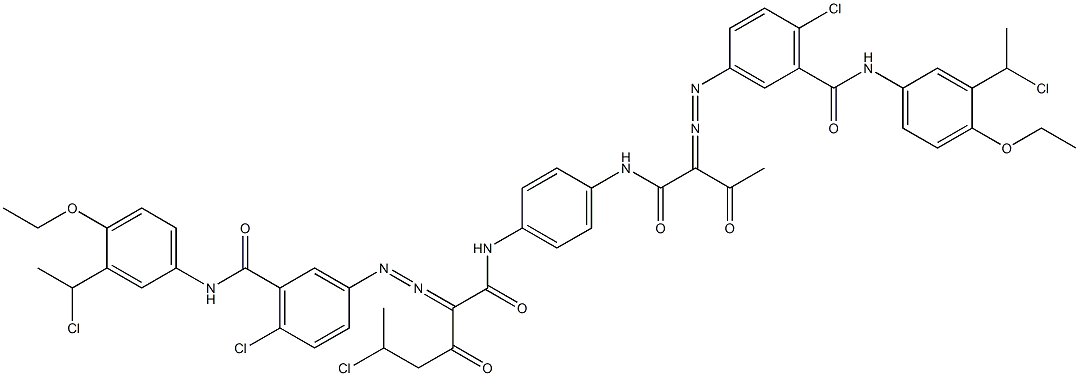 3,3'-[2-(1-Chloroethyl)-1,4-phenylenebis[iminocarbonyl(acetylmethylene)azo]]bis[N-[3-(1-chloroethyl)-4-ethoxyphenyl]-6-chlorobenzamide] Struktur