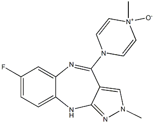 4-[[2-Methyl-7-fluoro-2,10-dihydropyrazolo[3,4-b][1,5]benzodiazepin]-4-yl]-1-methylpyrazine 1-oxide Struktur