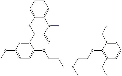 2-[2-[3-[N-[2-(2,6-Dimethoxyphenoxy)ethyl]methylamino]propyloxy]-5-methoxyphenyl]-4-methyl-4H-1,4-benzothiazin-3(2H)-one Struktur