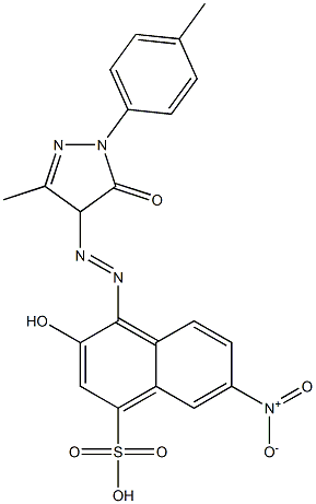 4-(2-Hydroxy-6-nitro-4-sulfo-1-naphtylazo)-1-(p-tolyl)-3-methyl-1H-pyrazol-5(4H)-one Struktur