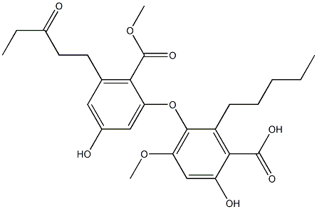 5-[5-Hydroxy-2-(methoxycarbonyl)-3-(3-oxopentyl)phenoxy]-4-methoxy-6-pentylsalicylic acid Struktur