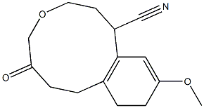 1-Cyano-11-methoxy-1,2,3,4,6,7,8,9-octahydro-5-benzoxacycloundecin-6-one Struktur