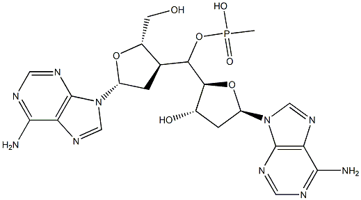 Methylphosphonic acid [2'-deoxy-3'-adenosyl][2'-deoxy-5'-adenosyl] ester Struktur