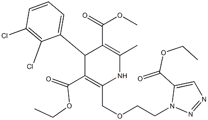 4-(2,3-Dichlorophenyl)-1,4-dihydro-2-[2-(5-ethoxycarbonyl-1H-1,2,3-triazol-1-yl)ethoxymethyl]-6-methylpyridine-3,5-dicarboxylic acid 3-ethyl 5-methyl ester Struktur