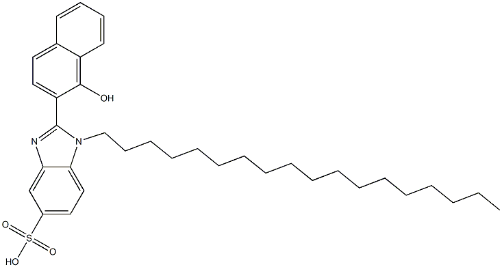 2-(1-Hydroxy-2-naphtyl)-1-octadecyl-1H-benzimidazole-5-sulfonic acid Struktur