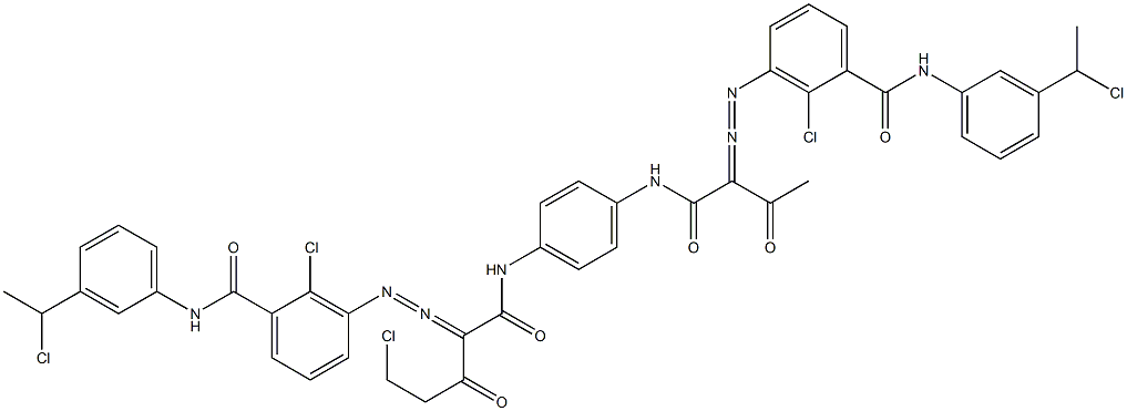 3,3'-[2-(Chloromethyl)-1,4-phenylenebis[iminocarbonyl(acetylmethylene)azo]]bis[N-[3-(1-chloroethyl)phenyl]-2-chlorobenzamide] Struktur