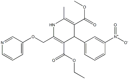 6-(Pyridin-3-yloxymethyl)-4-(3-nitrophenyl)-2-methyl-1,4-dihydropyridine-3,5-dicarboxylic acid 3-methyl 5-ethyl ester Struktur