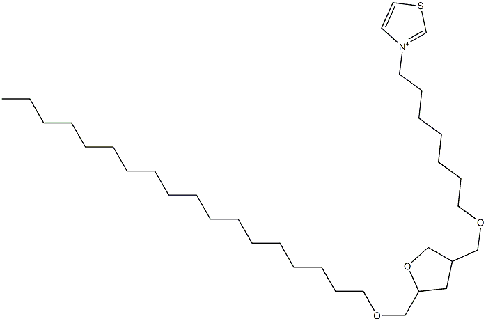 3-[7-[[Tetrahydro-5-octadecyloxymethylfuran]-3-ylmethoxy]heptyl]thiazolium Struktur