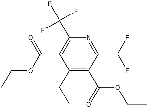 2-Difluoromethyl-6-(trifluoromethyl)-4-ethylpyridine-3,5-dicarboxylic acid diethyl ester Struktur