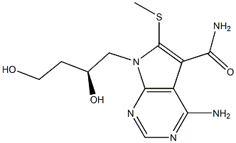 4-Amino-6-methylthio-7-[(S)-2,4-dihydroxybutyl]-7H-pyrrolo[2,3-d]pyrimidine-5-carboxamide Struktur