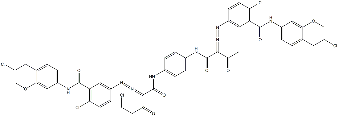 3,3'-[2-(Chloromethyl)-1,4-phenylenebis[iminocarbonyl(acetylmethylene)azo]]bis[N-[4-(2-chloroethyl)-3-methoxyphenyl]-6-chlorobenzamide] Struktur