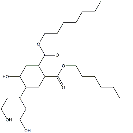 5-Hydroxy-4-[bis(2-hydroxyethyl)amino]-1,2-cyclohexanedicarboxylic acid diheptyl ester Struktur