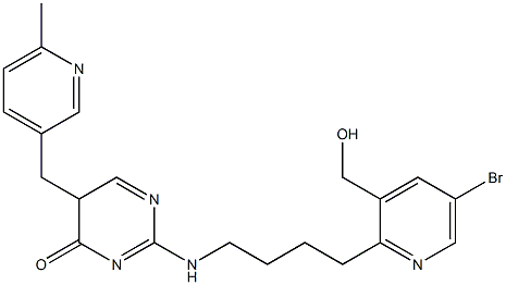 2-[[4-(3-(Hydroxymethyl)-5-bromo-2-pyridinyl)butyl]amino]-5-[(6-methyl-3-pyridinyl)methyl]pyrimidin-4(5H)-one Struktur