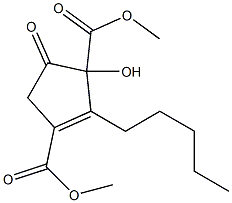 2-Hydroxy-1-oxo-3-pentyl-3-cyclopentene-2,4-dicarboxylic acid dimethyl ester Struktur