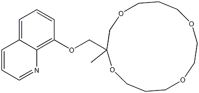 2-Methyl-2-(8-quinolinyloxymethyl)-1,4,8,11-tetraoxacyclotetradecane Struktur