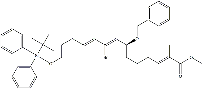 (2E,7S,8Z,10E)-14-(tert-Butyldiphenylsilyloxy)-9-bromo-7-(benzyloxy)-2-methyl-2,8,10-tetradecatrienoic acid methyl ester Struktur